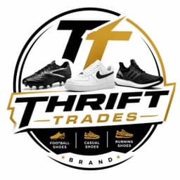 Thrift Trades logo — football boots, casual sneakers, and running shoes badge